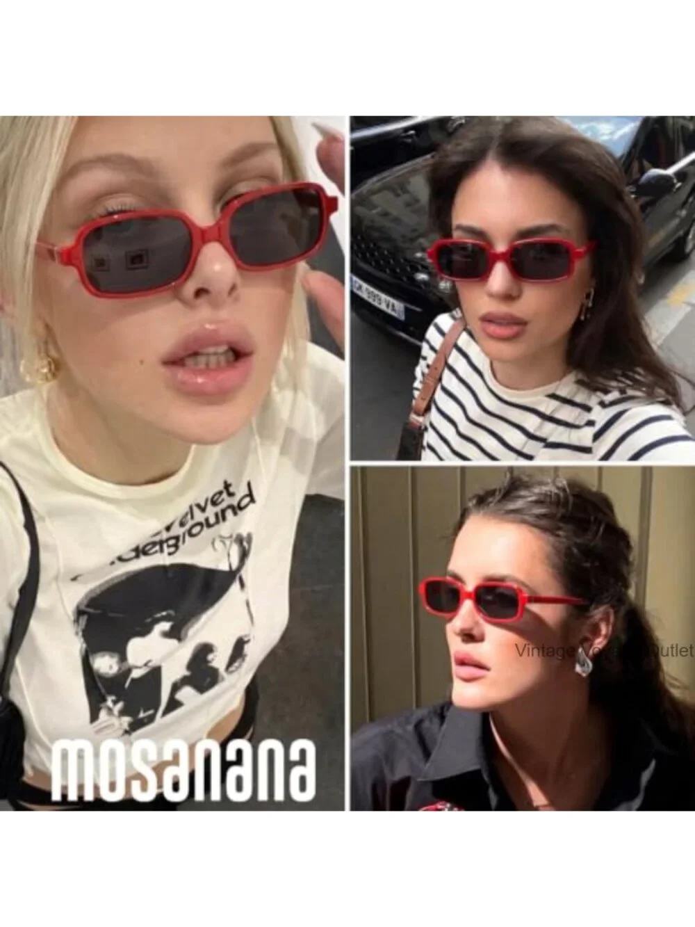 Retro Narrow Rectangle Sunglasses for Women Small Frame UV400 Protection